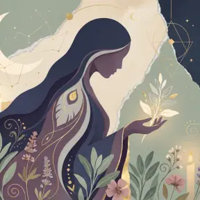Garden Mystic archetype portrait — a gentle figure among blooming plants and herbs, glowing with earthy enchantment
