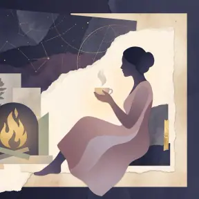 Hearth Keeper archetype portrait — a comforting figure beside a glowing hearth, radiating warmth and welcome