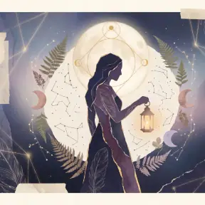 Moonlit Guardian archetype portrait — a serene protective figure bathed in soft moonlight, painted in warm mystical tones