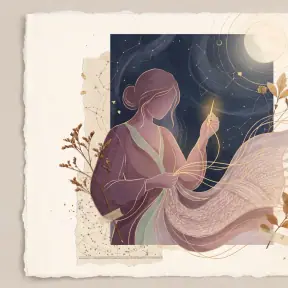 Sacred Weaver archetype portrait — an artisan figure weaving luminous threads into a cosmic tapestry