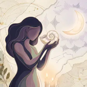 Star Listener archetype portrait — a tranquil figure gazing upward, attuned to a glowing constellation overhead