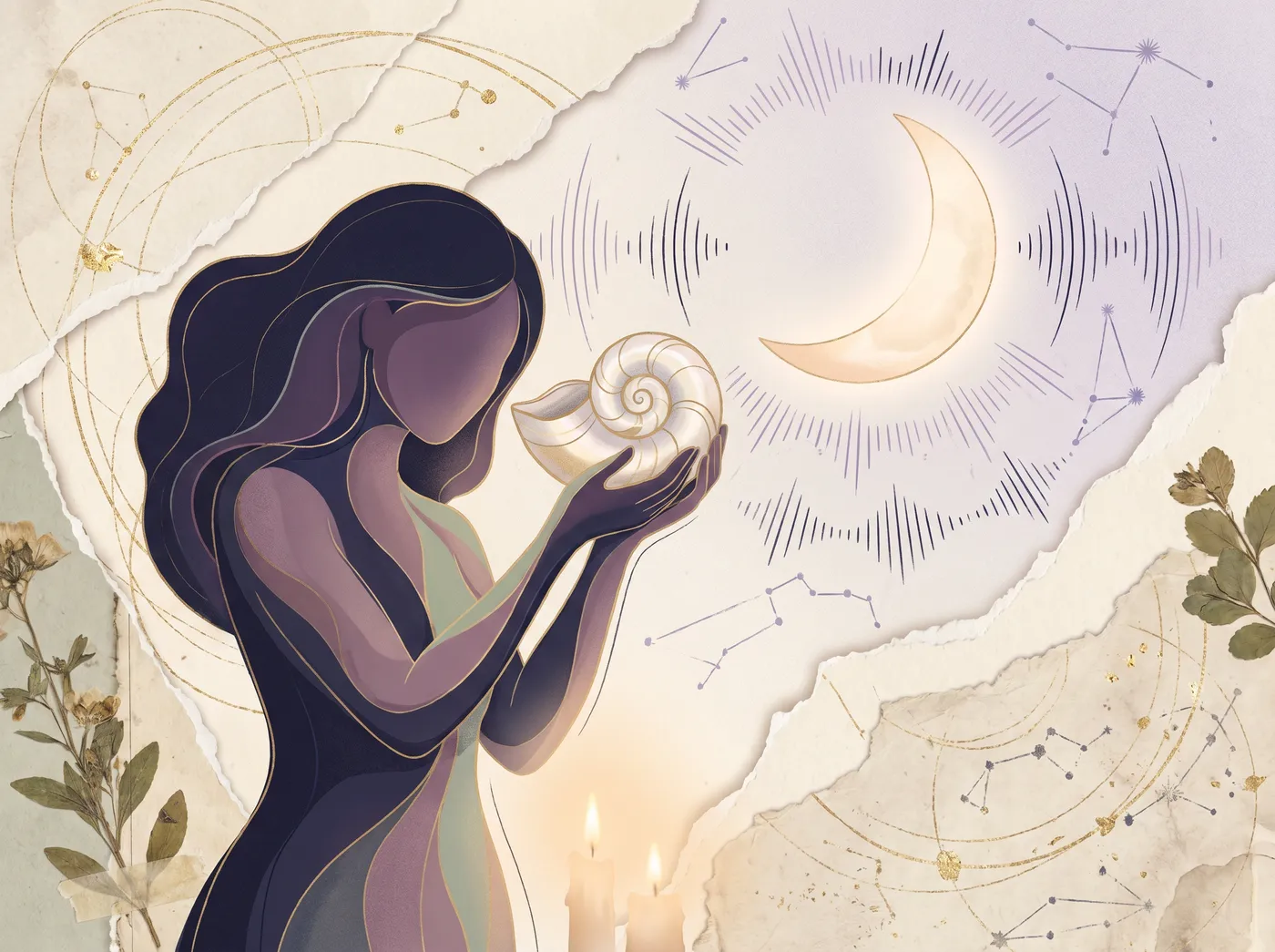 Illustrated fictional Star Listener looking at a constellation